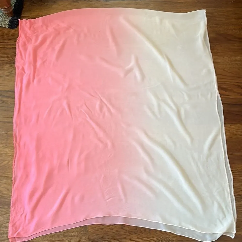 Vintage pink to cream hombre very large chiffon‎ shawl/wrap